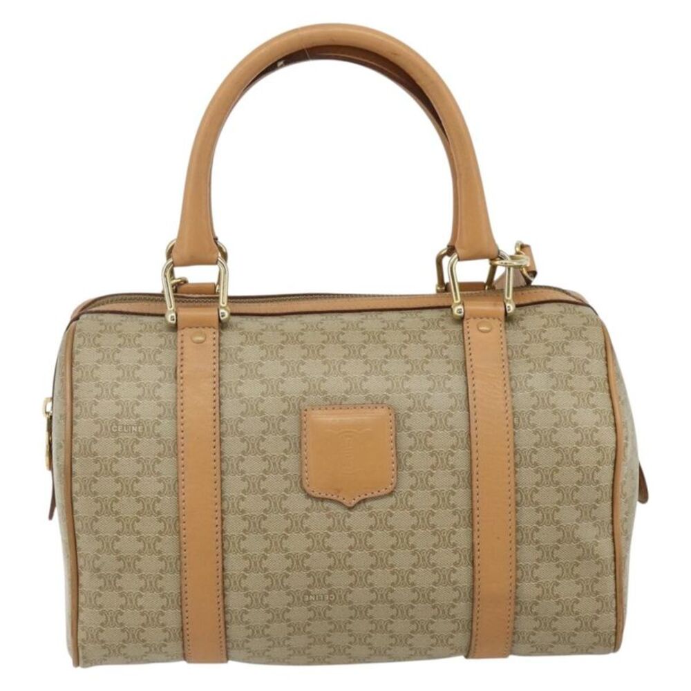 Celine Boston Triomphe Coated Canvas Beige Pvc Handbag